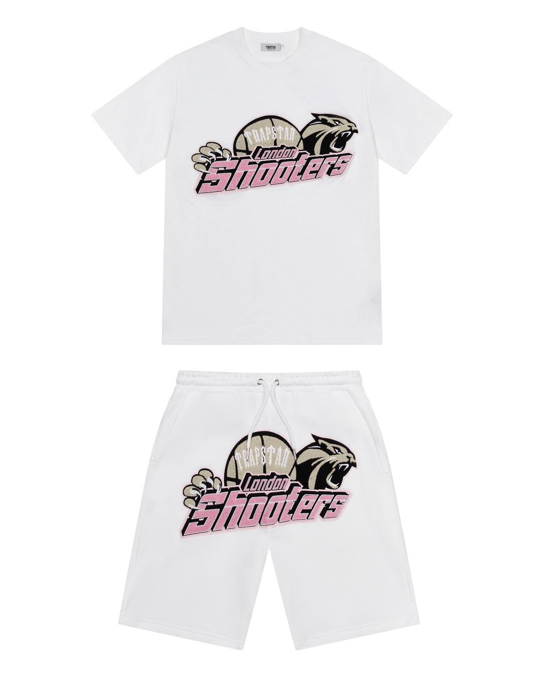 Trapstar Shooters Chenille Short Set -White/Pink