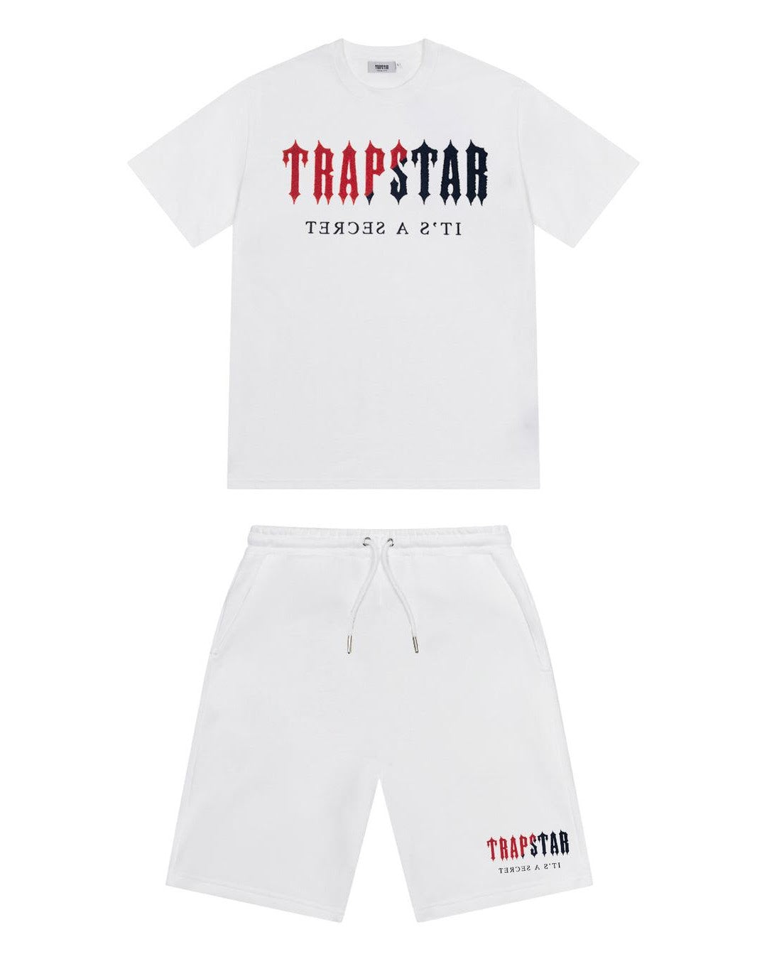 Trapstar Chenille Decode Short Set - White/Red