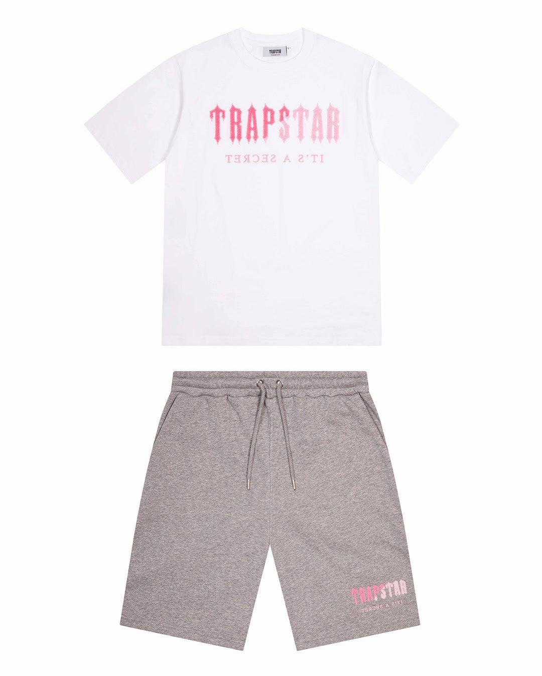 Trapstar Chenille Decoded Short Set - White/Pink