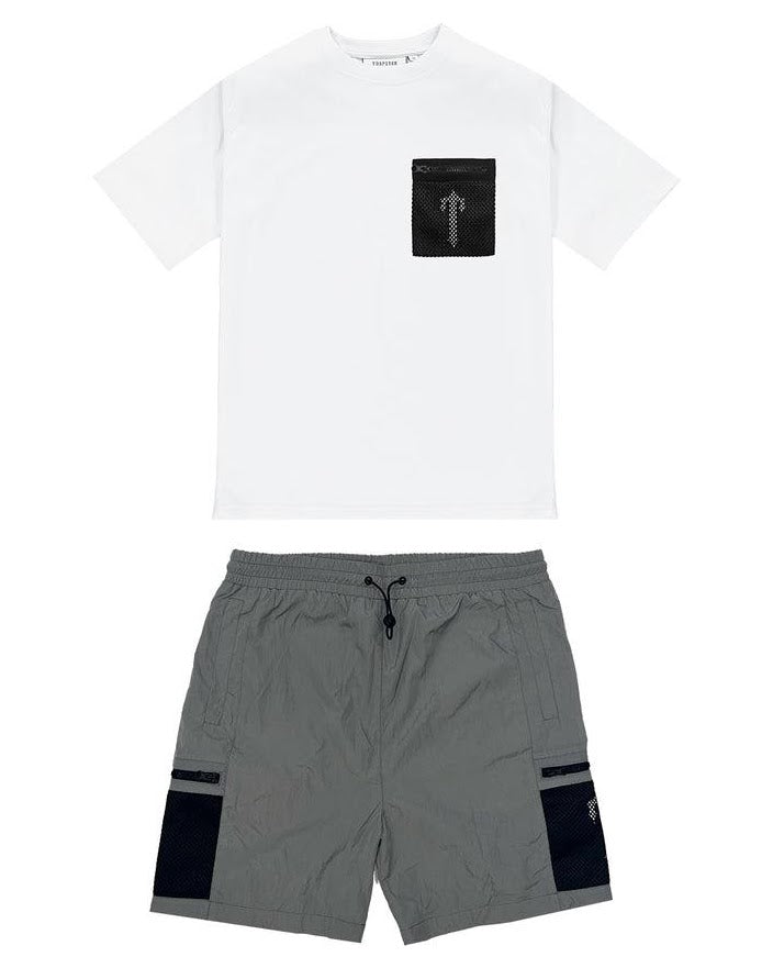 Trapstar Irongate Mesh Pocket Short set - White/black/grey