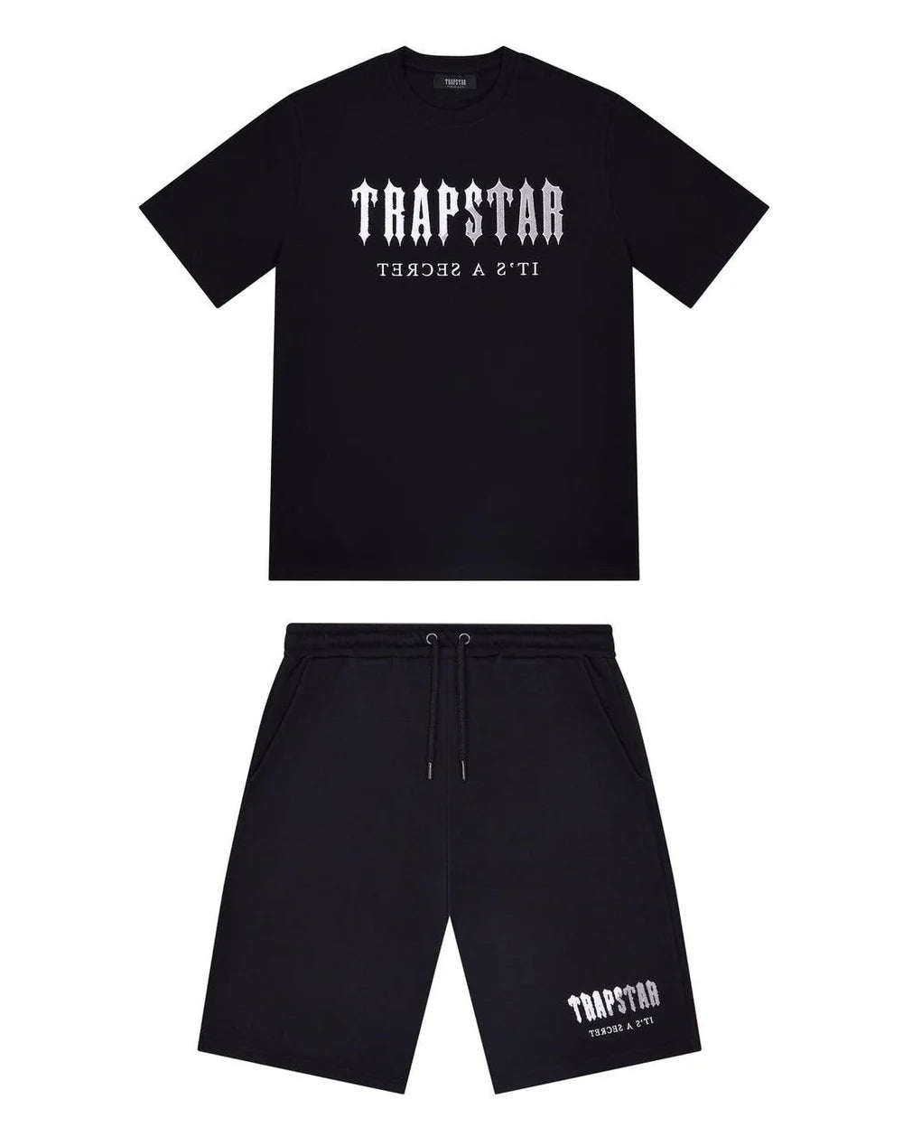 Trapstar Chenille Decoded Short Set - Black/Grey