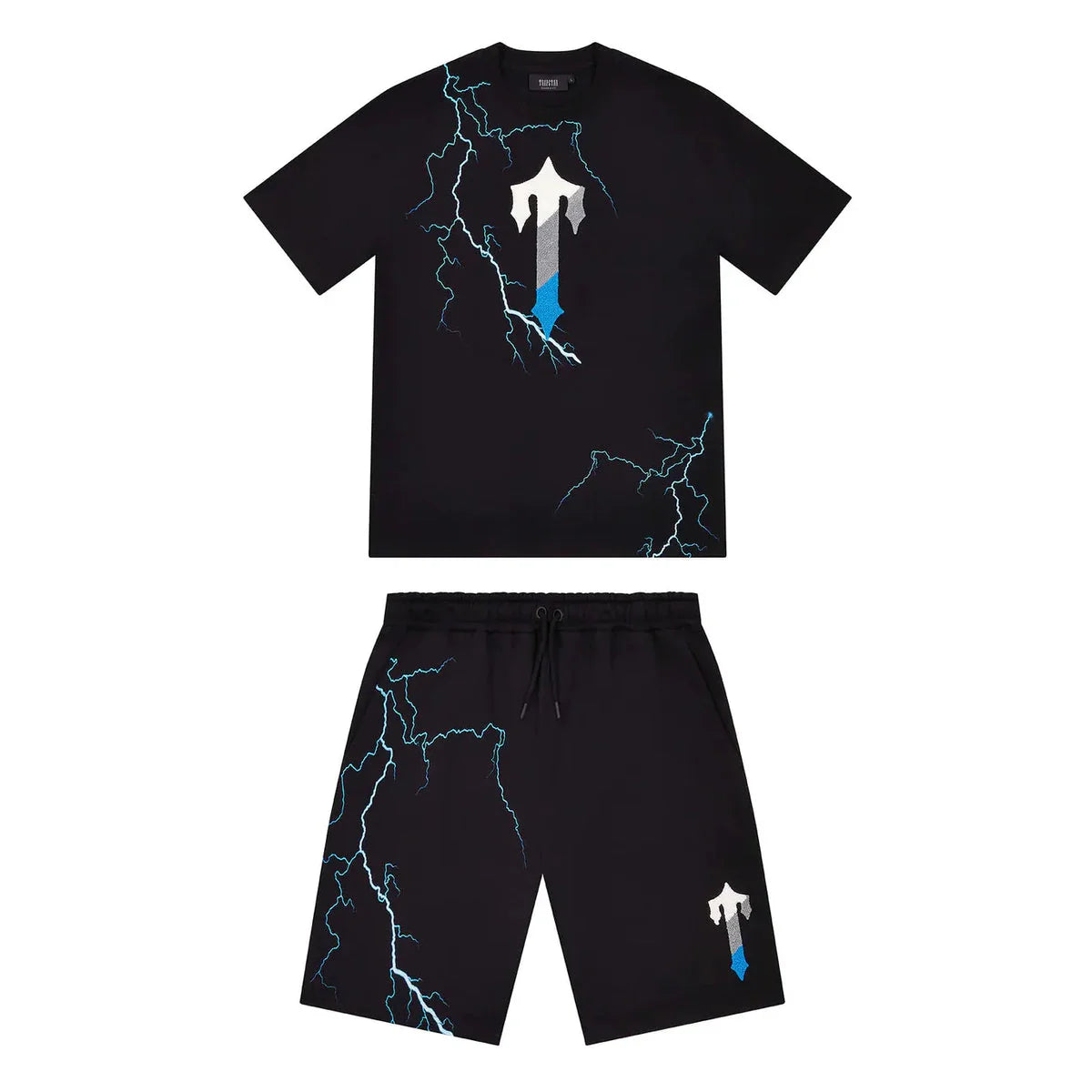 Trapstar Irongate T Lightning Shorts Set - Black/Ice Edition