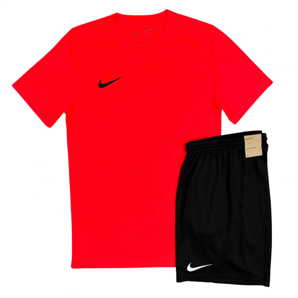 Junior Nike Dri-Fit Short Set - Crimson Red/Black