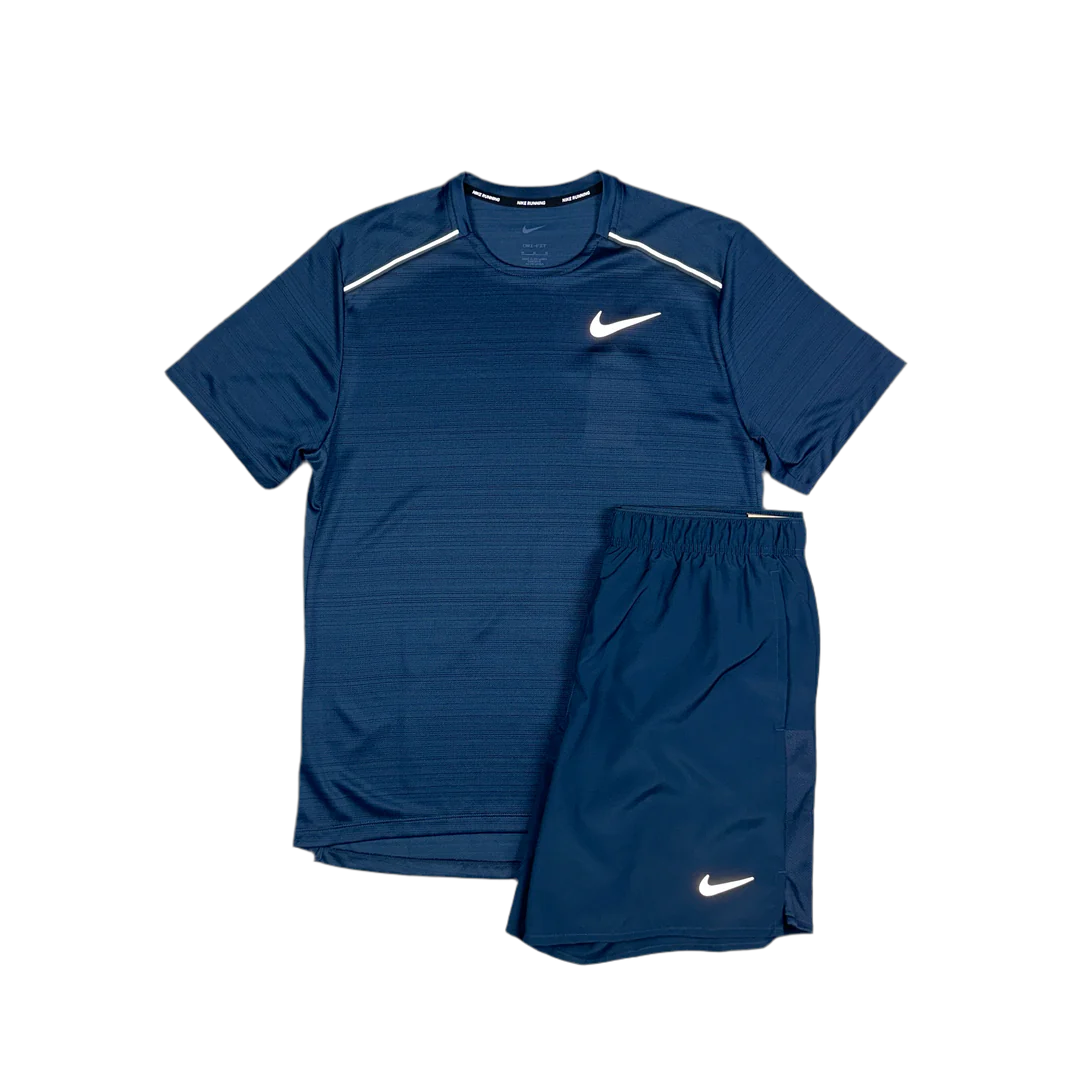 Nike Miler 1.0 & Challenger Shorts Set - Armoury Navy